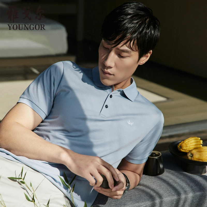 【可机洗桑蚕丝】雅戈尔夏季男士纯色商务休闲上衣短袖POLO衫533086