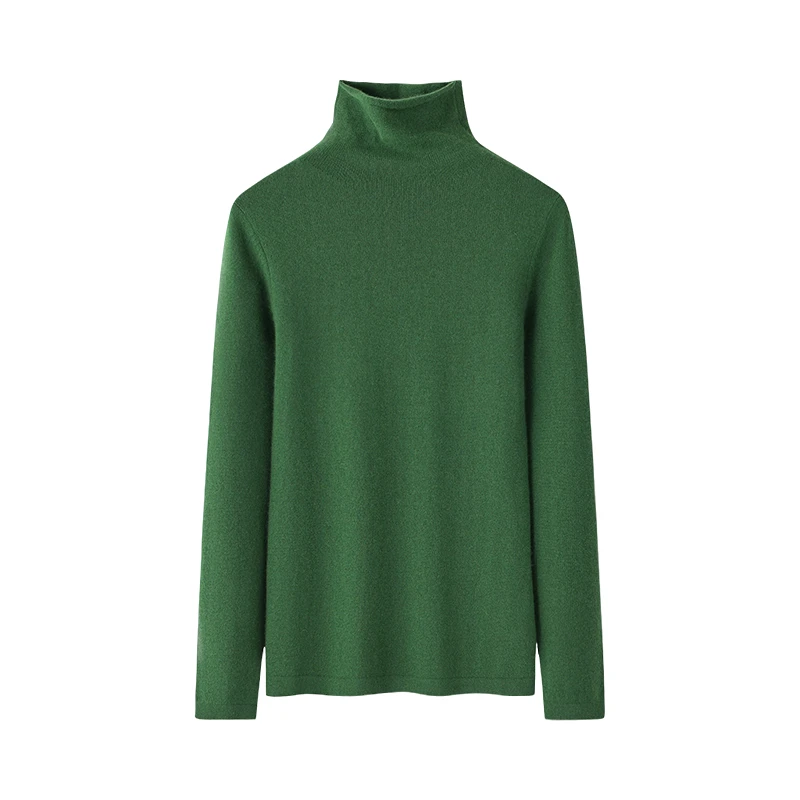 100%纯山羊绒自带领女套衫高领修身秋冬打底保暖针织套头毛衣薄款