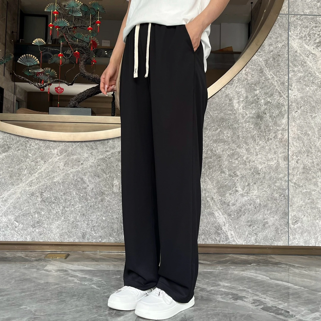 高品质 星级纹冰感透气舒适休闲裤宽松百搭美式垂感直筒裤子