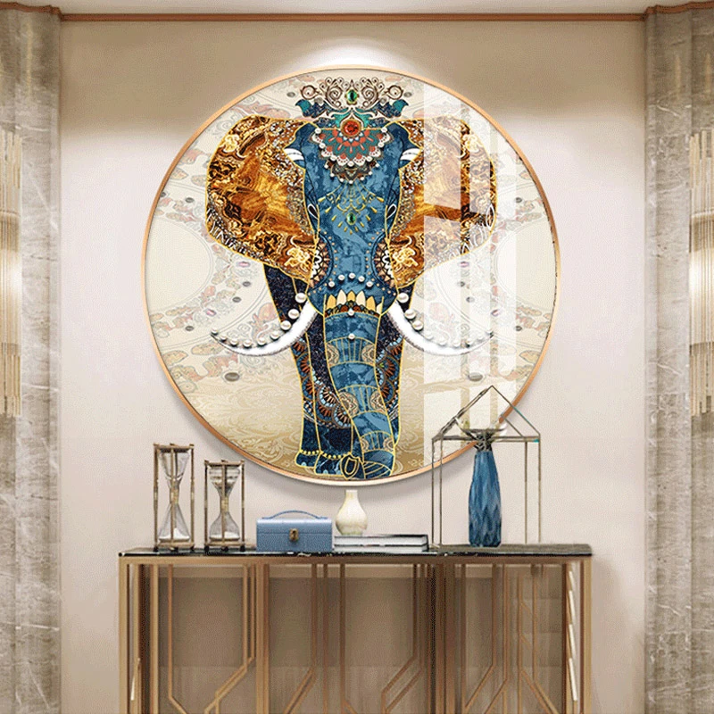 23年新款5D钻石画满钻新款大象玄关客厅水晶点砖石贴画十字绣094