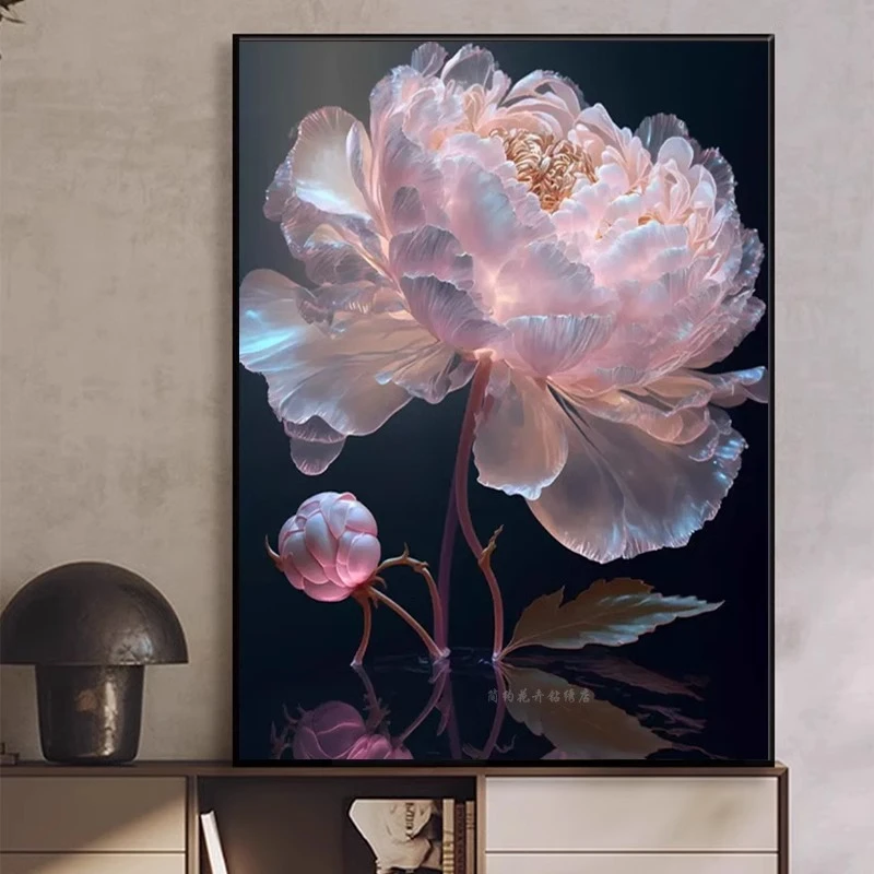 牡丹花5d钻石画2025新款简约花卉客厅卧室优雅砖石贴画十字绣刺绣