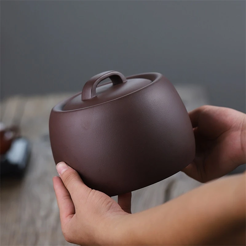 原矿紫砂醒茶罐紫泥一斤装普洱茶叶罐陶瓷存茶叶罐小号家用散茶罐
