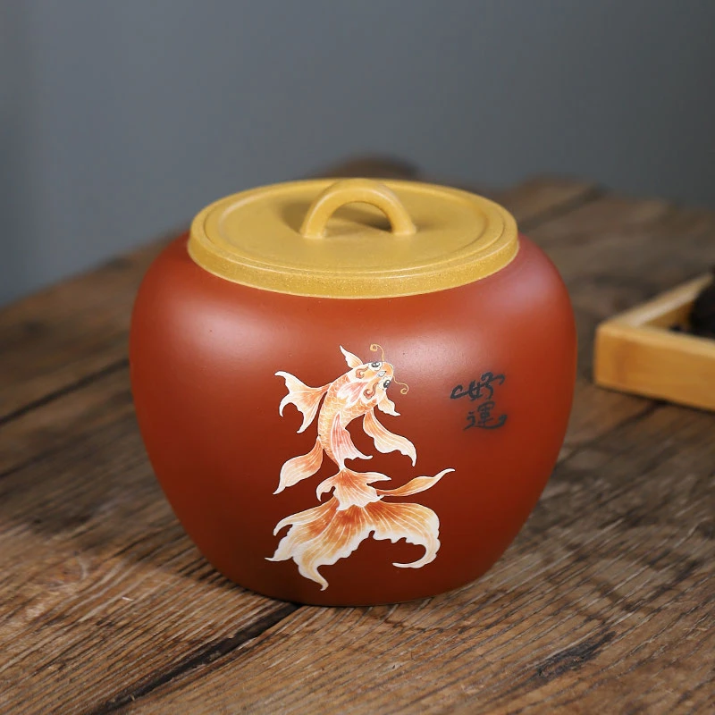 宜兴紫砂茶叶罐家用一斤装散茶醒茶茶罐密封储存罐小号普洱醒茶罐
