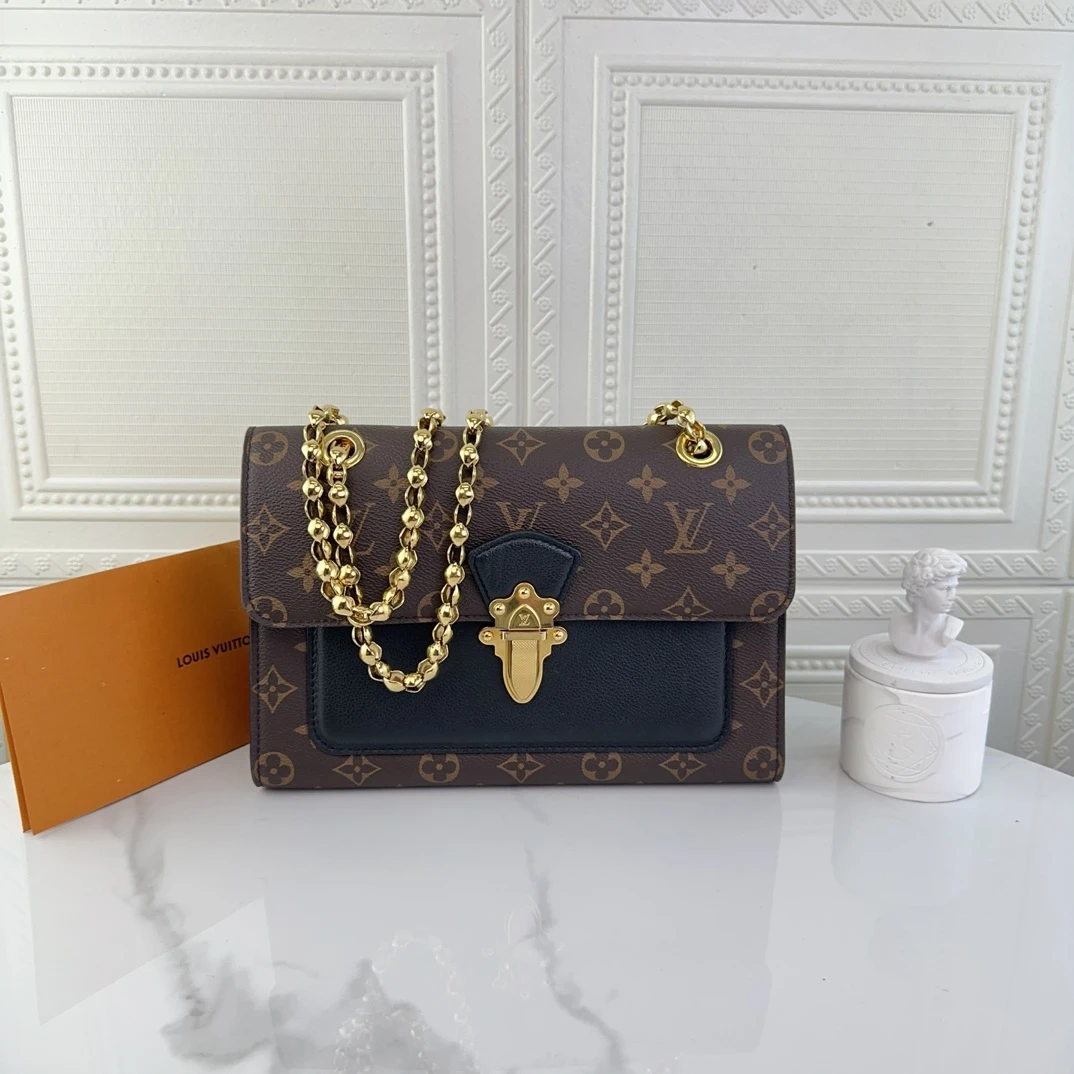 99新 LouisVuitton/路易威登 女士时尚经典老花维多利亚二奢包包