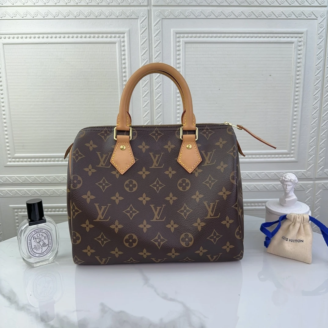99新 LouisVuitton/路易威登 女士经典老花speedy25单肩 二奢包包