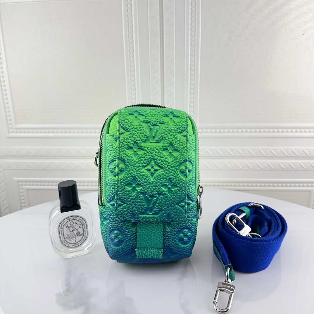 99新 LouisVuitton/路易威登 Double Phone手机斜挎渐变二奢包包