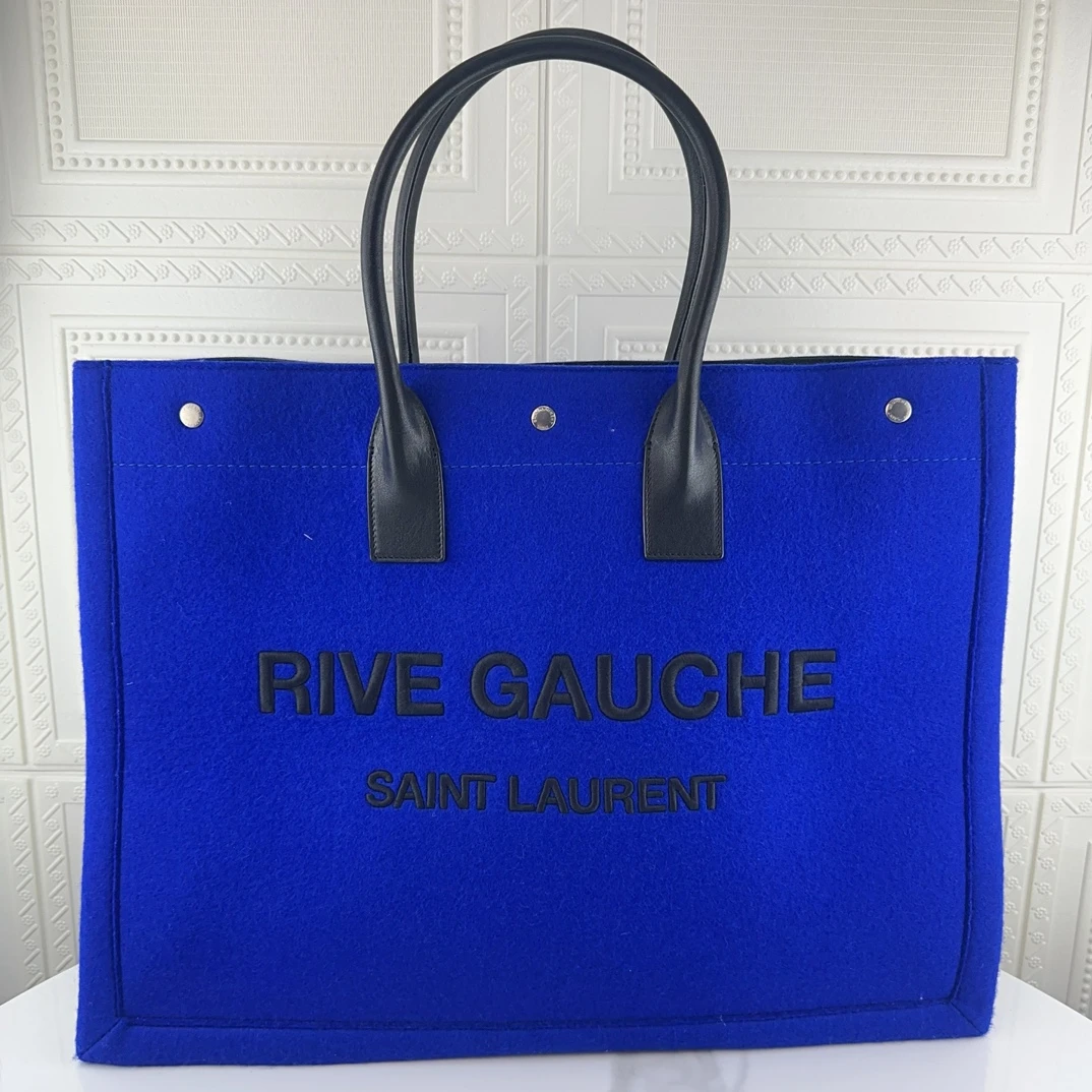全新未使用 YSL/圣罗兰 男女同款经典蓝色tote托特手提二奢包包