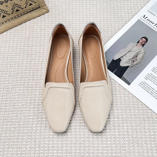 BANFANG手工女鞋|34-39|3.0cm|法式复古尖头浅口真皮粗跟显瘦单鞋