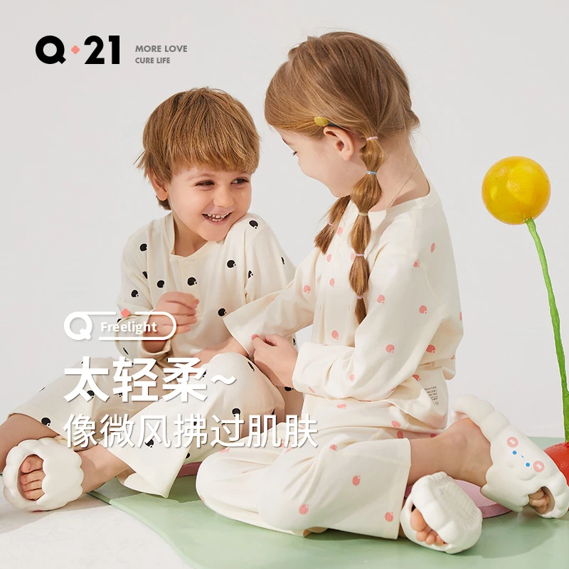 Q21儿童家居服套装印花宽松宝宝睡衣裤空调服QC3450