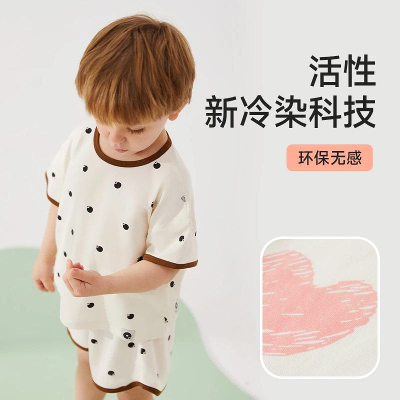 【官方正品】Q21排汗家居服套装儿童短袖短裤睡衣抑菌透气QC3458
