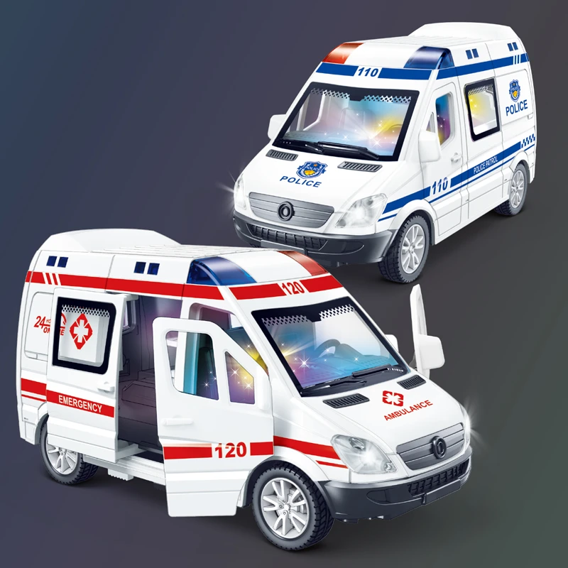【直播福利】皓童声光惯性玩具男孩110警察车120救护车音效7737