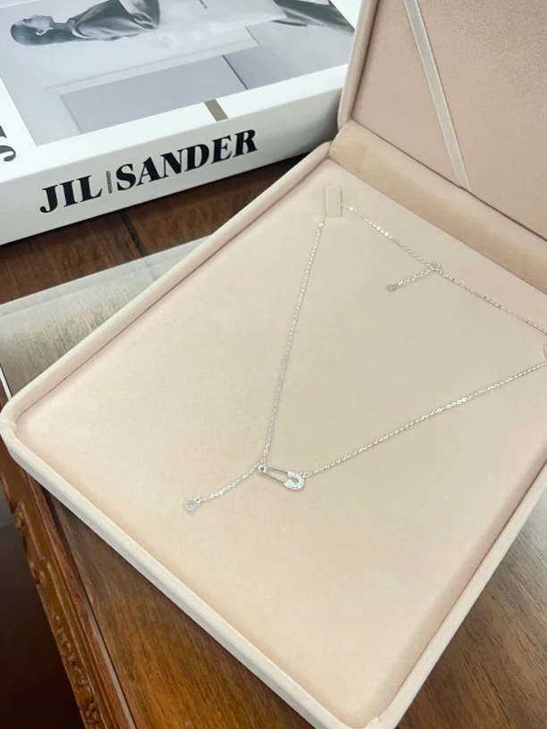 坠链均足银 设计师款别针微镶【足银990】日常街头潮款精致镶钻百搭