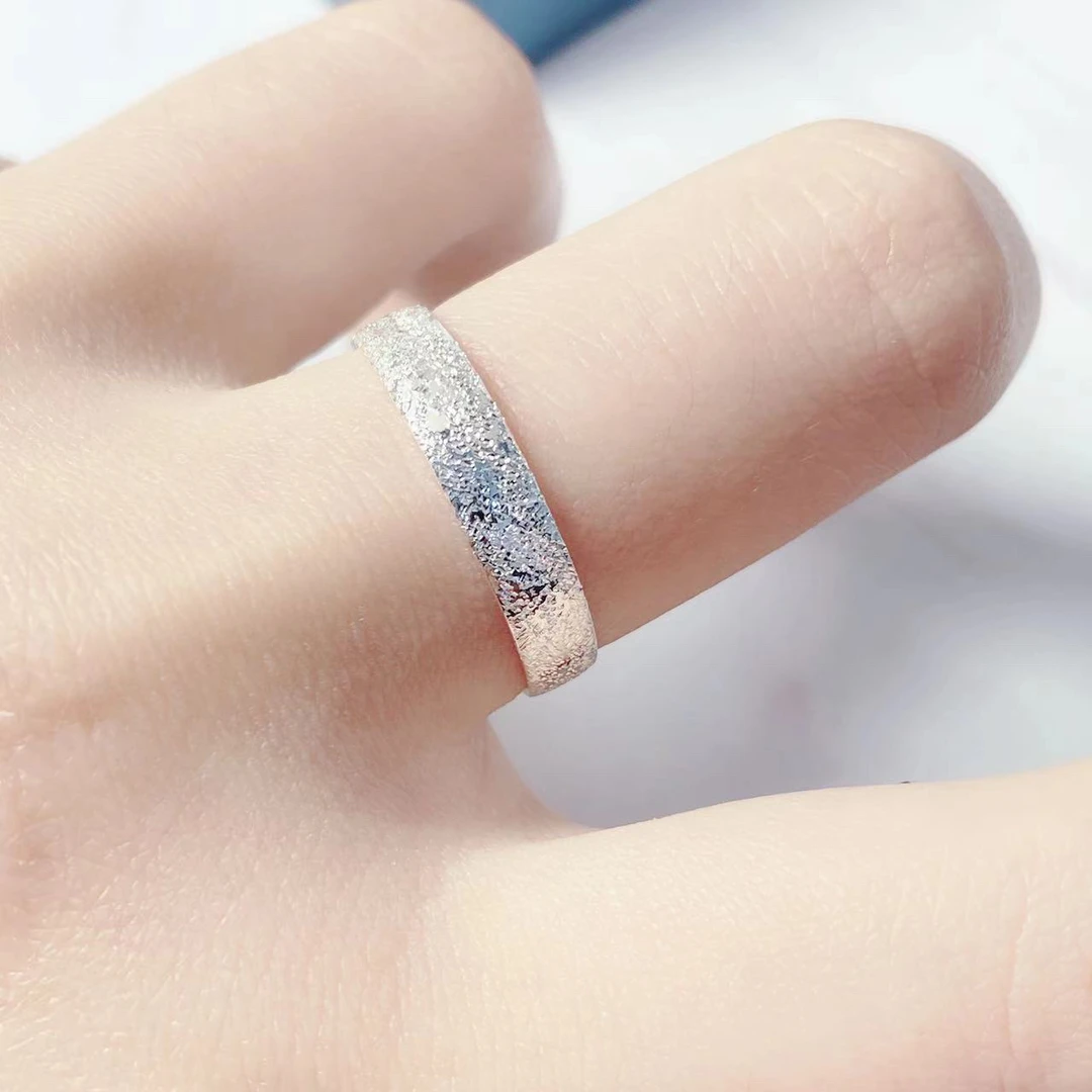 足银戒指 订沙满天星弧形【足银990】可调节精致女戒百搭实心饰品