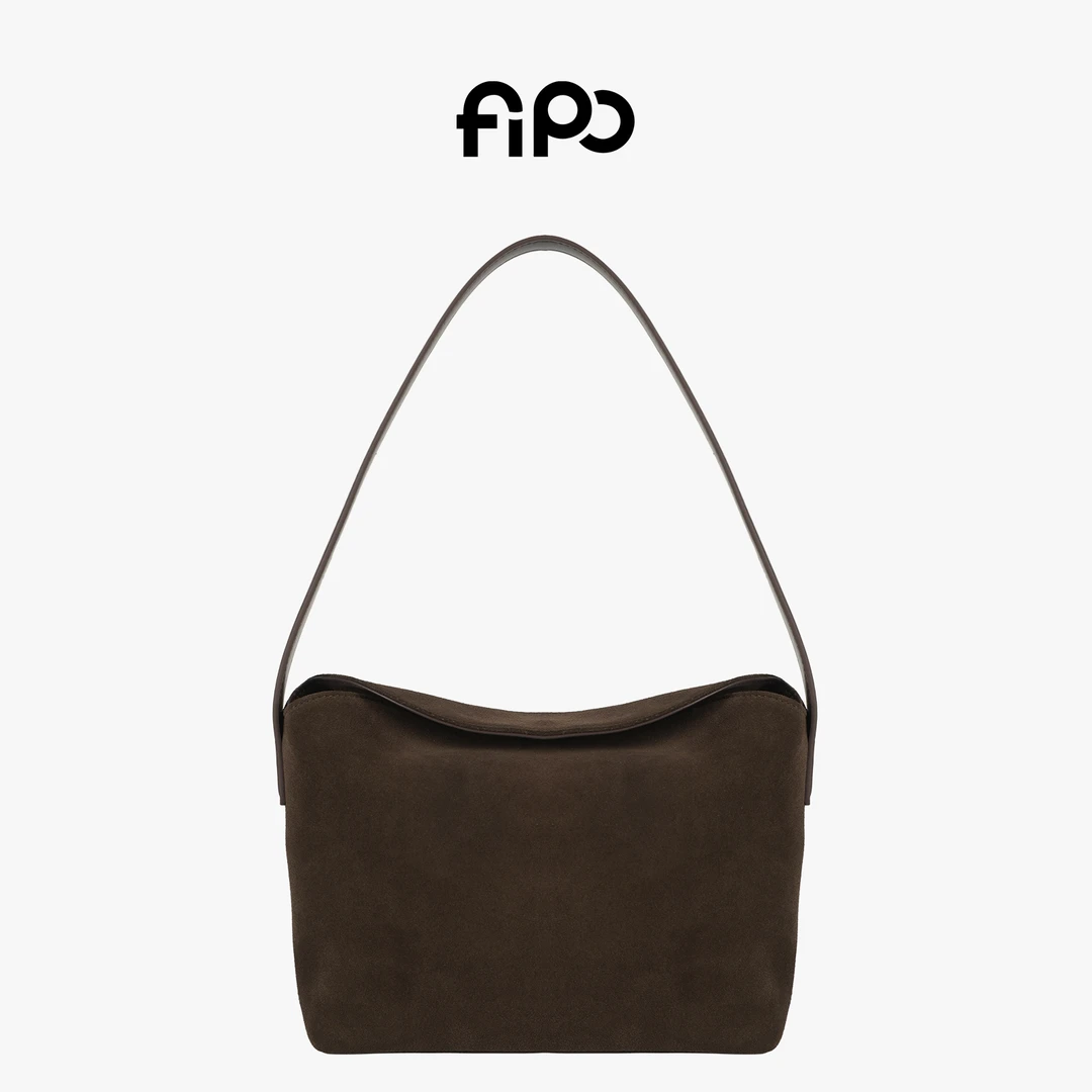 FIPO【CC专属】新款轻奢大容量翻毛皮包时尚休闲百搭腋下单肩饺子包