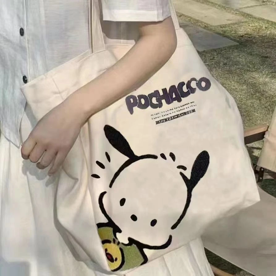 卡通学生帆布包上课可装书小众设计感单肩包女大容量ins百搭手提