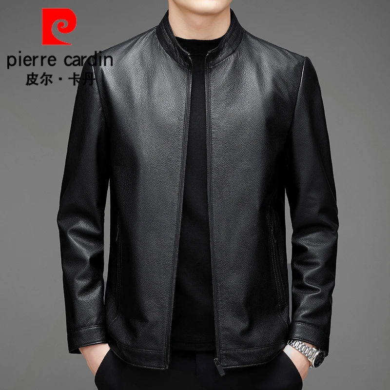 【头层鹿皮】皮尔卡丹秋季新款高端鹿皮真皮皮衣中年商务夹克外套
