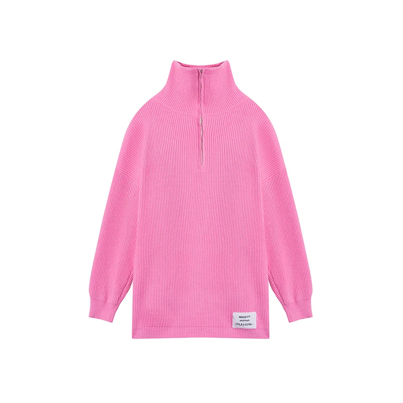 【私人高定】高领半拉链贴标气质减龄宽松针织衫A2631