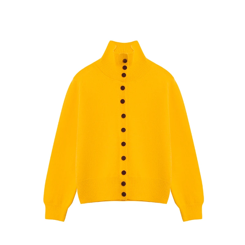 【吸引力】高领单排扣气质百搭针织衫A2665网红轻奢时尚ins圆领