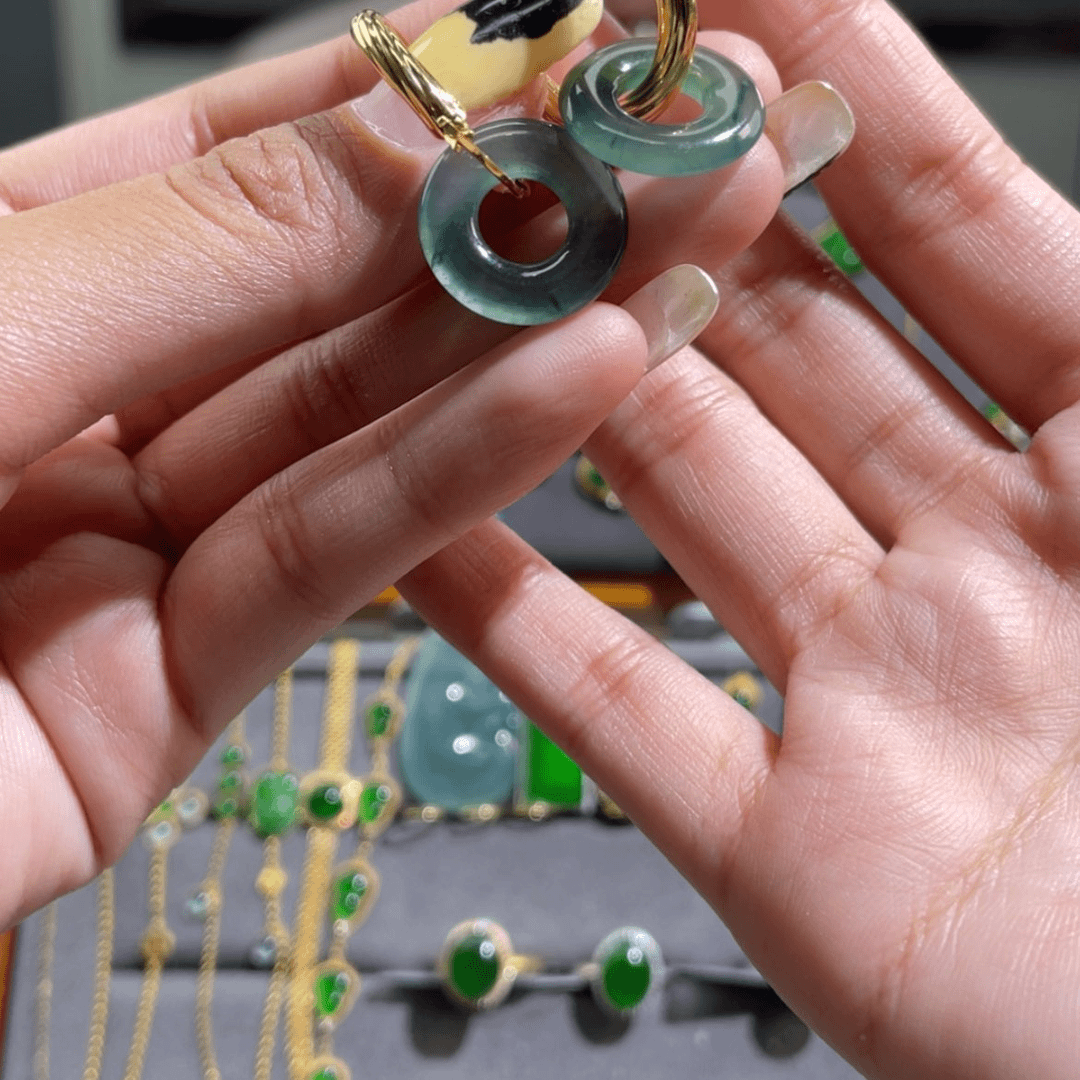 【闪购商品】翡翠耳饰18K金镶嵌