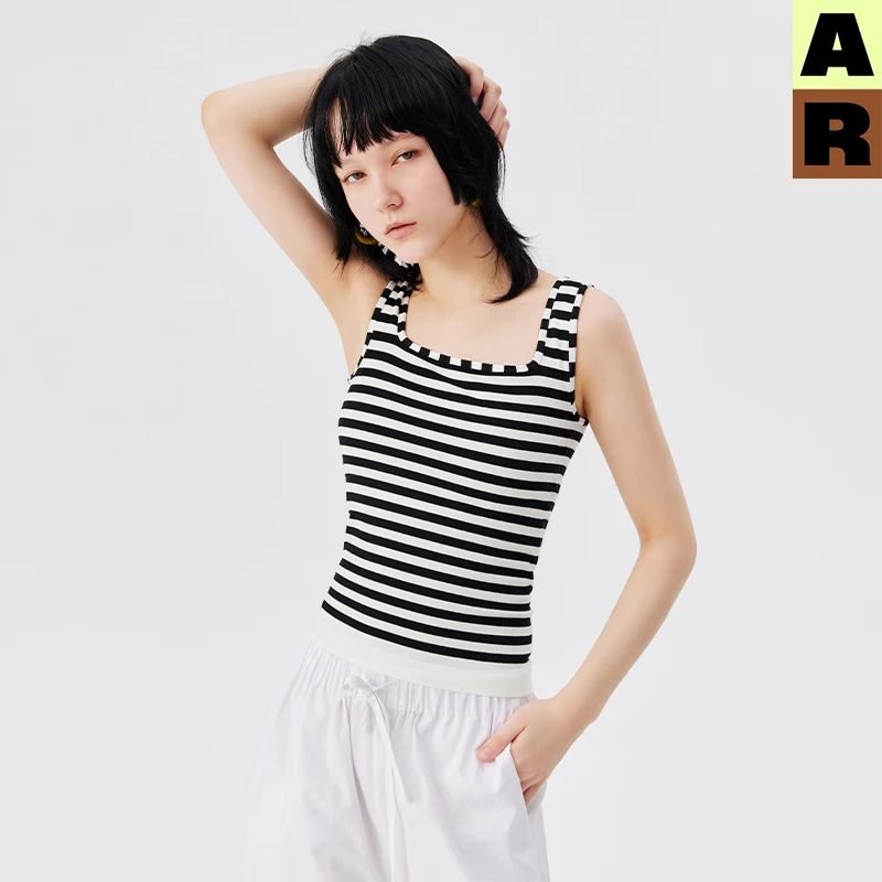 AR原创r线黑白条纹无缝一体式背心