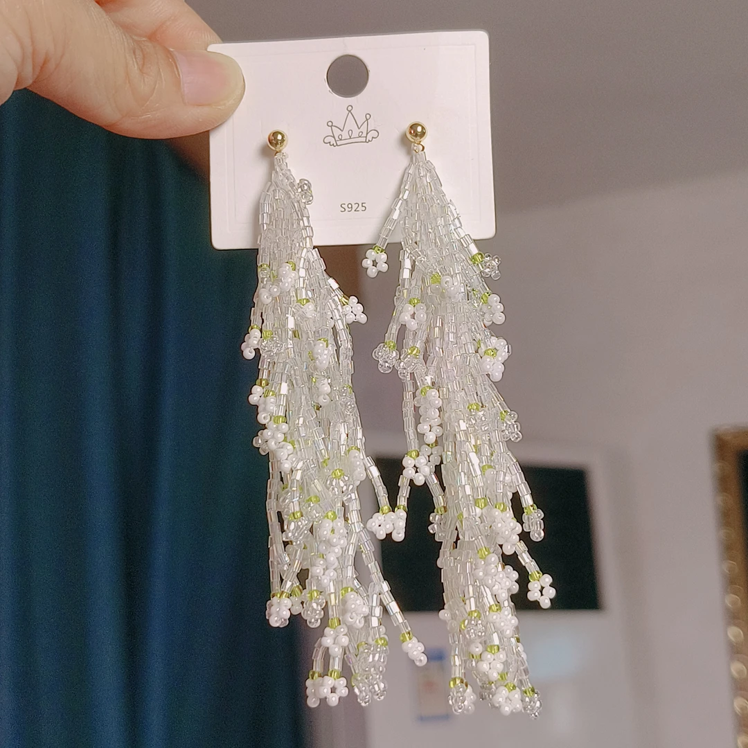 铜合金玻璃耳饰 手工串珠新款耳环