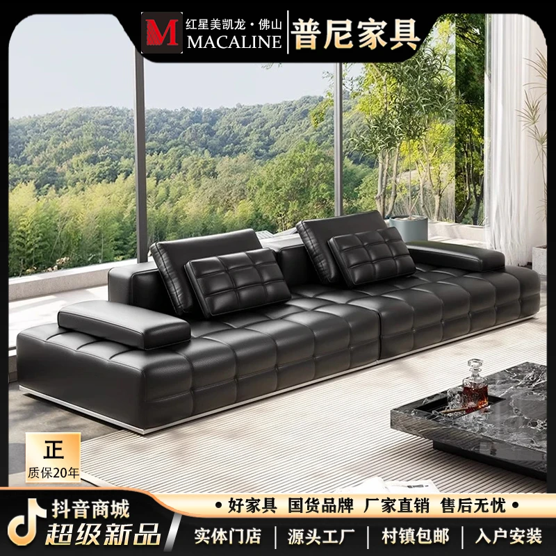 送茶几【劳伦斯沙发】半青皮意式轻奢头层牛皮大户型大平层客厅直排