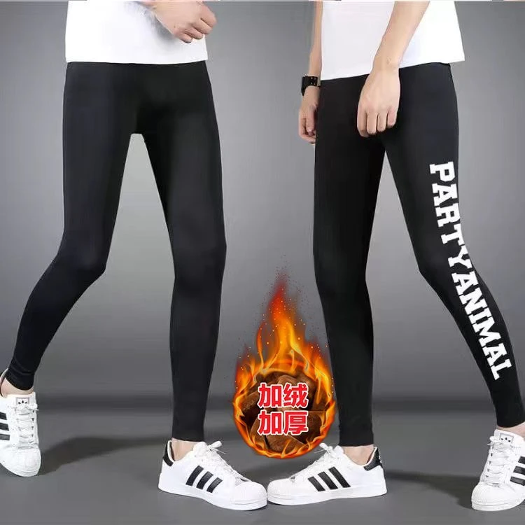 保暖裤防寒加绒加厚秋裤男青少年紧身弹力休闲打底裤薄款小脚线裤