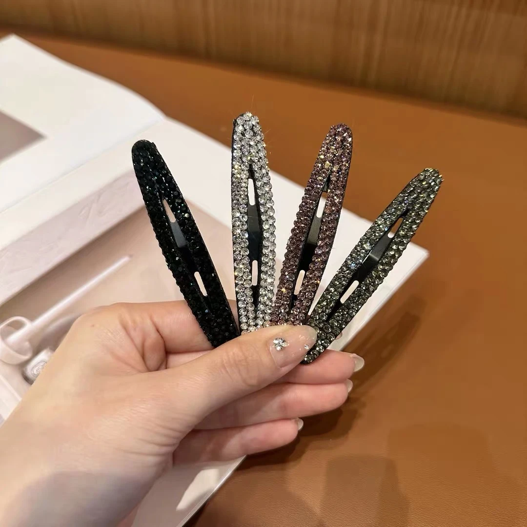 2024新款后脑勺固定发卡边夹女高端水钻椭圆夹子头饰前额刘海碎发