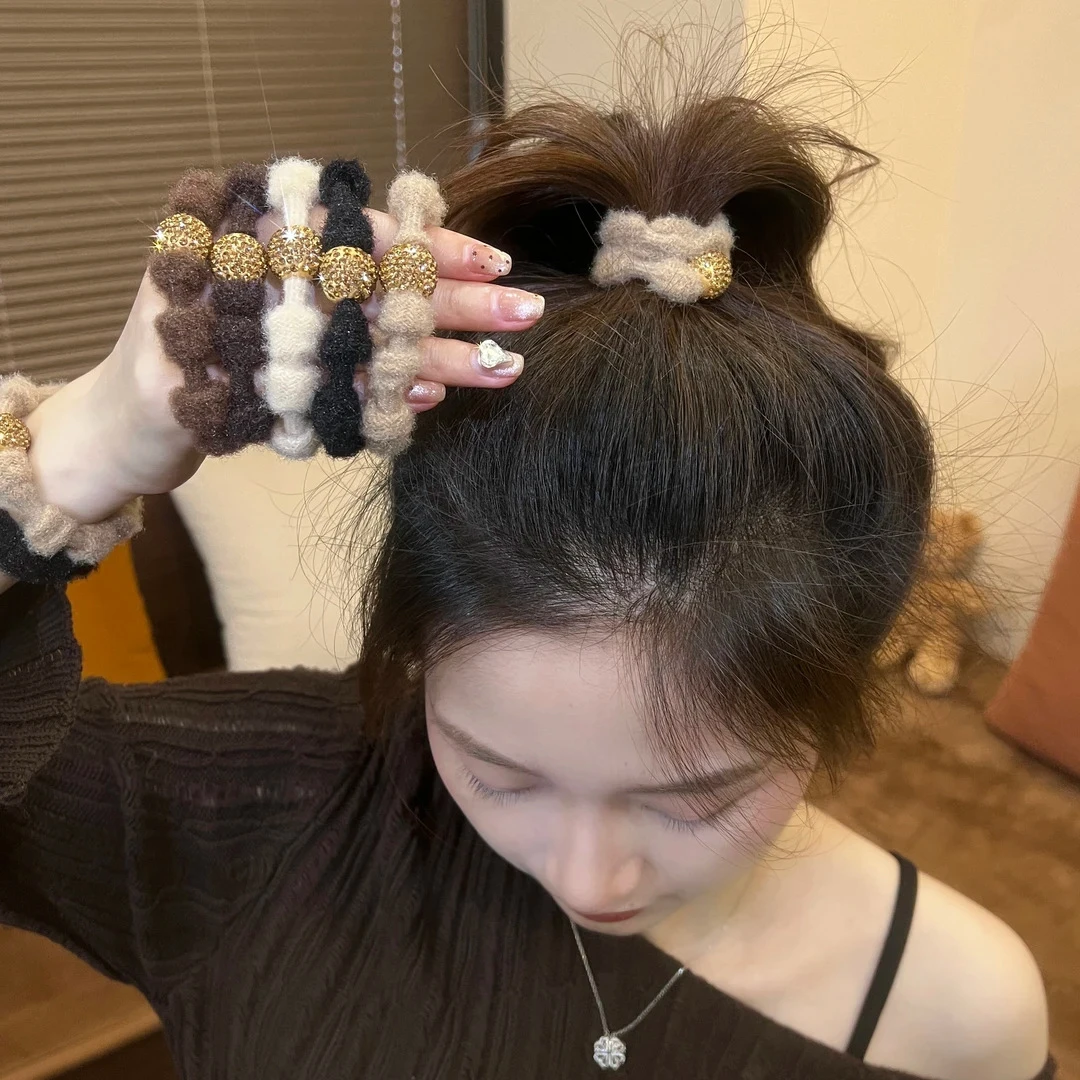【双十一爆款】秋冬毛绒发绳女扎头发头绳高弹力耐用简约不伤发发圈