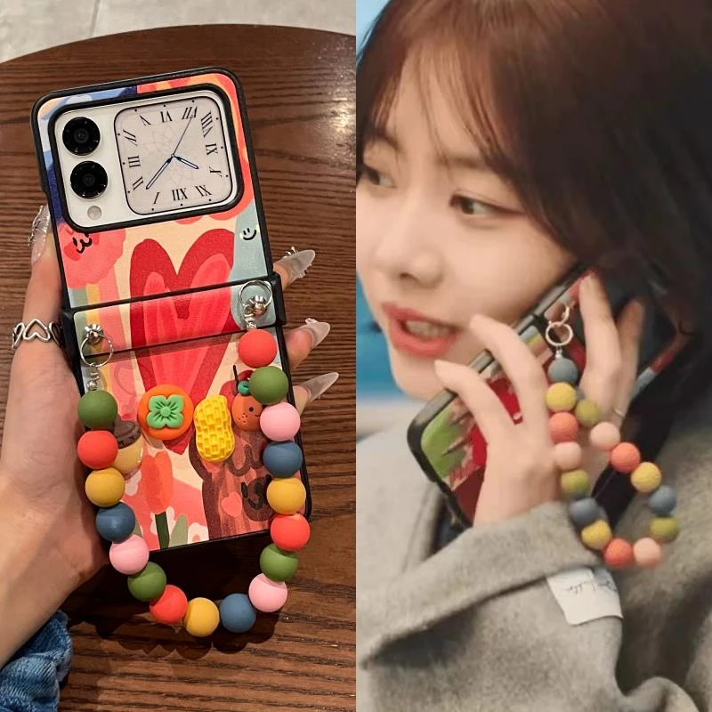 适用于华为Nova Flip S手机壳谭松韵同款好柿发生彩绘皮质保护套