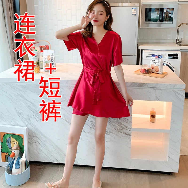 80-200斤胖mm加肥加大冰丝睡衣女夏套装季新款高档奢华家居服套装