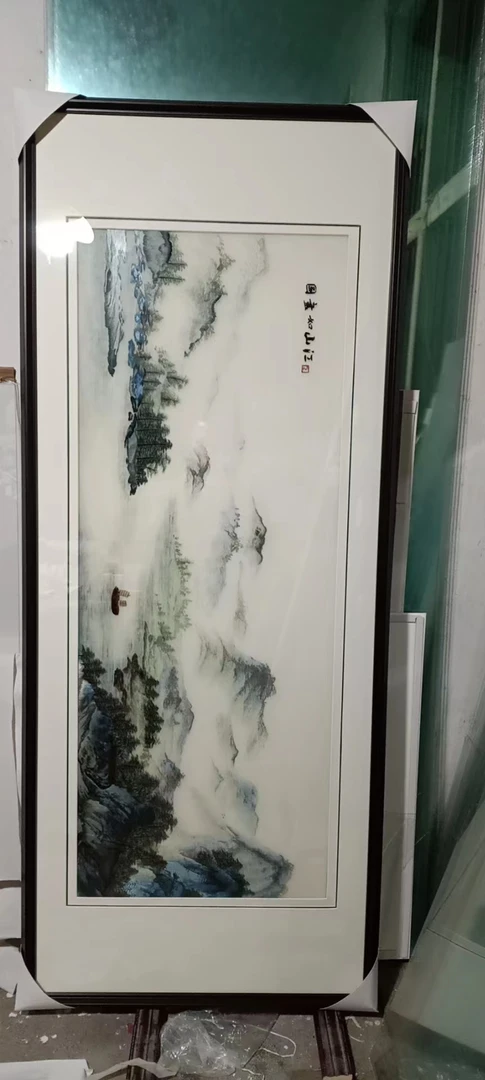 心成苏绣  精品纯手工 横幅单面山水挂画