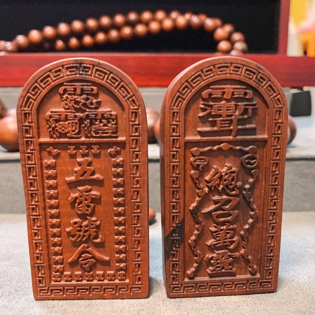 天然雷击枣木 五雷 挂牌  木雕 摆件 小尺寸个性令牌