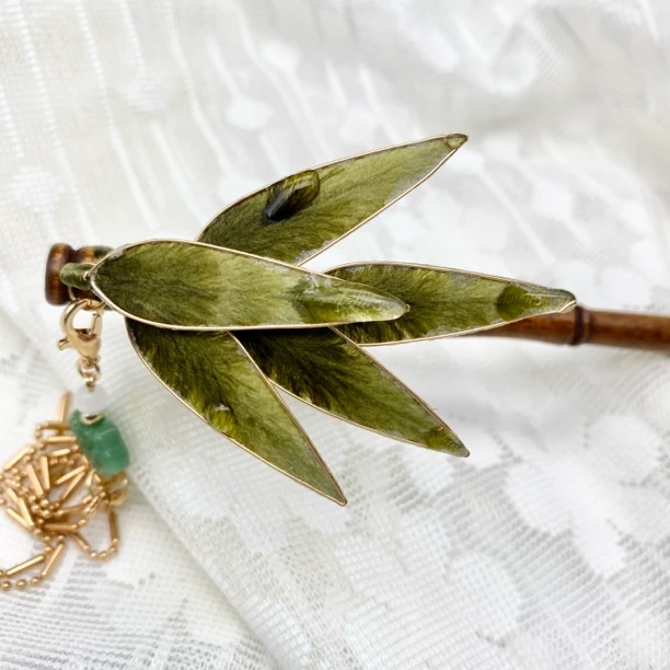 非遗手作绒花国风新中式竹子发簪发钗古风汉服配饰