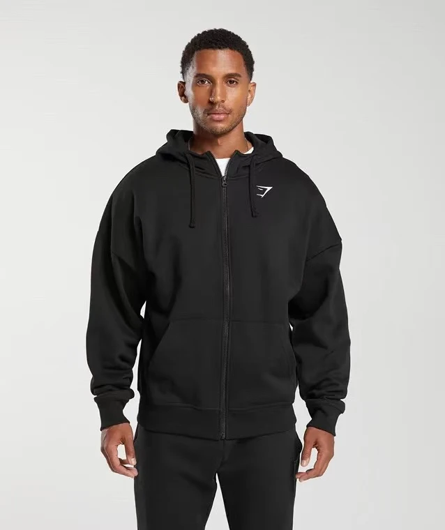 GYMSHARK ESSENTIAL OVSIZE落肩宽松风运动开衫连帽卫衣