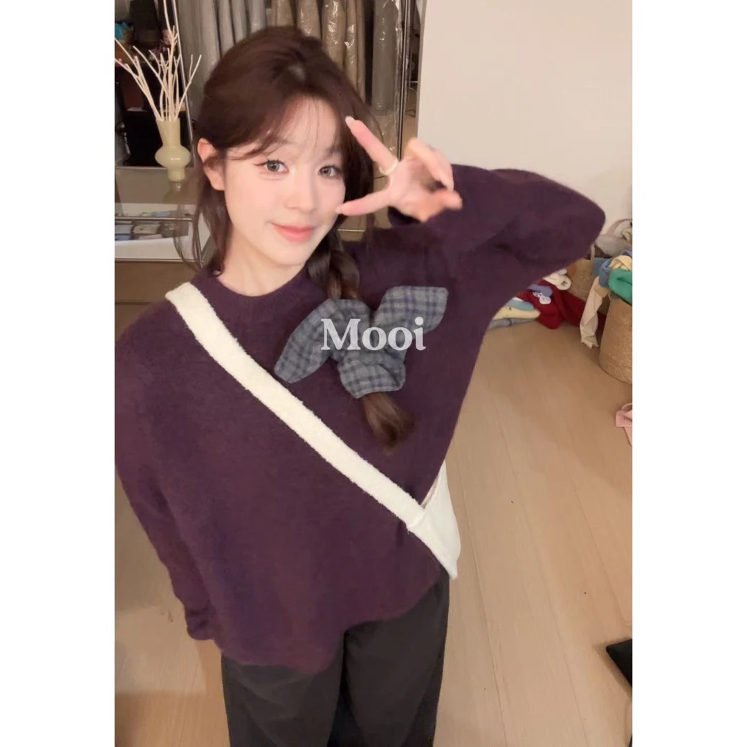 【mooi】'贵贵紫'秋冬新款韩版ins风小众设计感毛衣