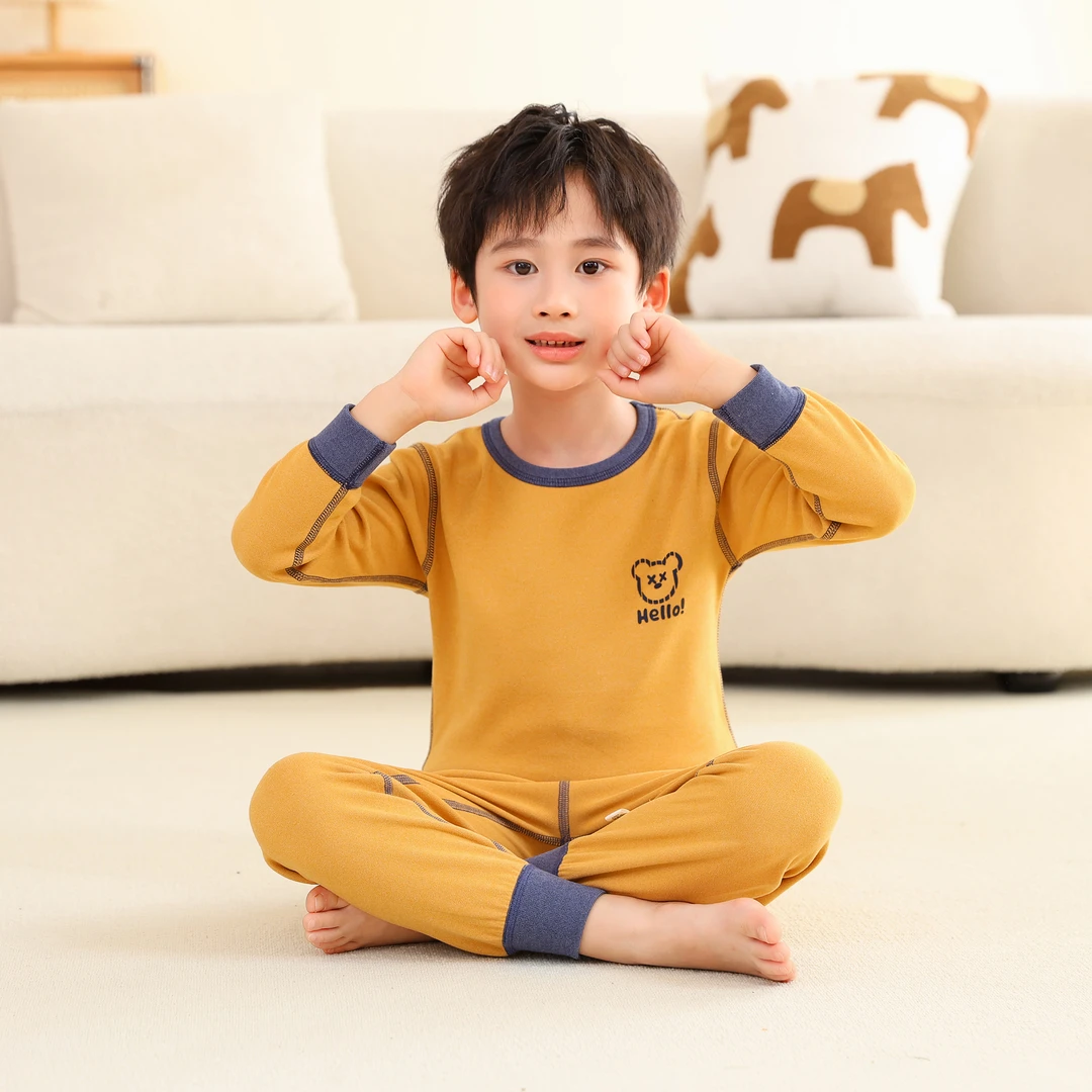 儿童保暖内衣套装秋冬无痕德绒秋衣秋裤男女童青少年家居服棉毛衫