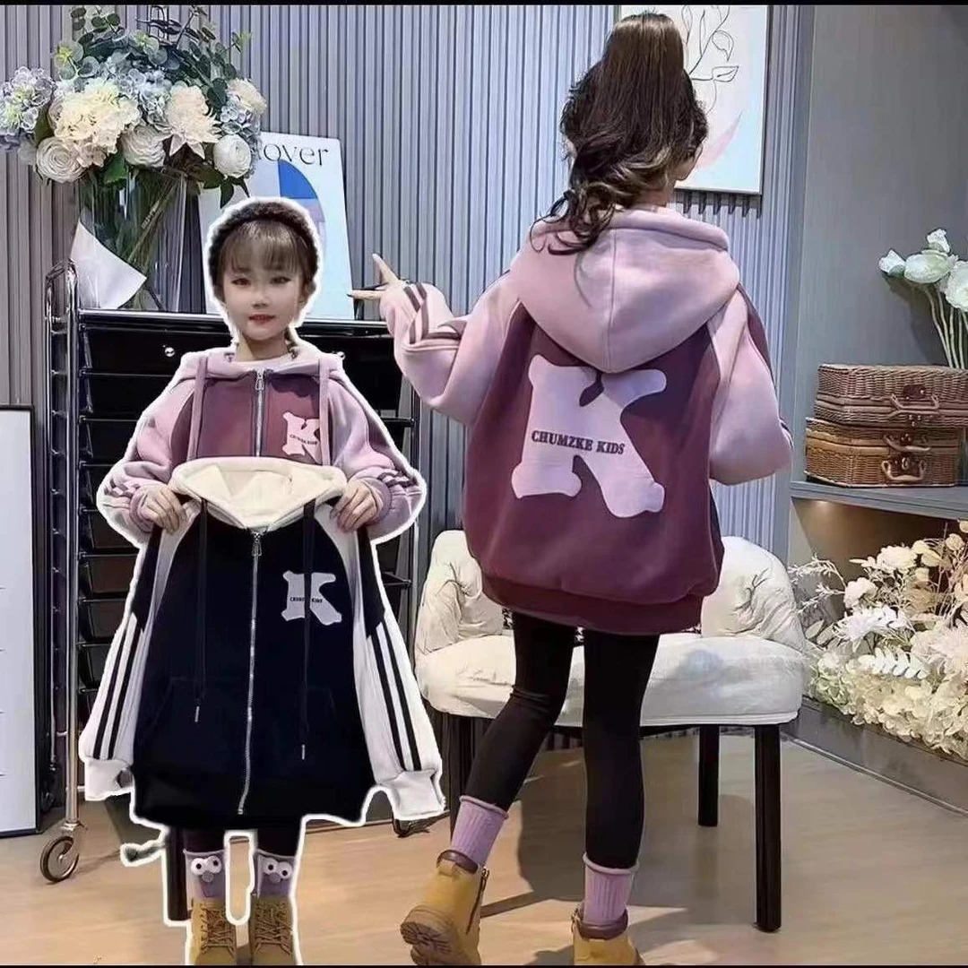 （冬款外套）女童加绒外套冬装2023新款都款网红女中大童儿童装