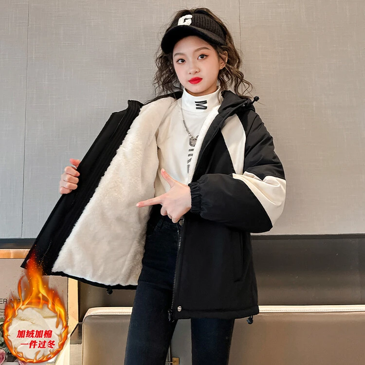（冬款外套）女童加绒棉衣冬装2025新款都款网红女中大童童装棉衣