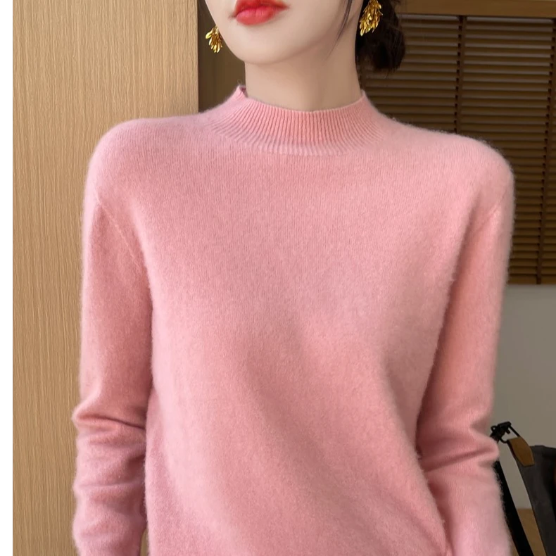 【100%超细羊毛】半高领一线成衣羊毛针织衫秋冬保暖纯色舒适亲肤