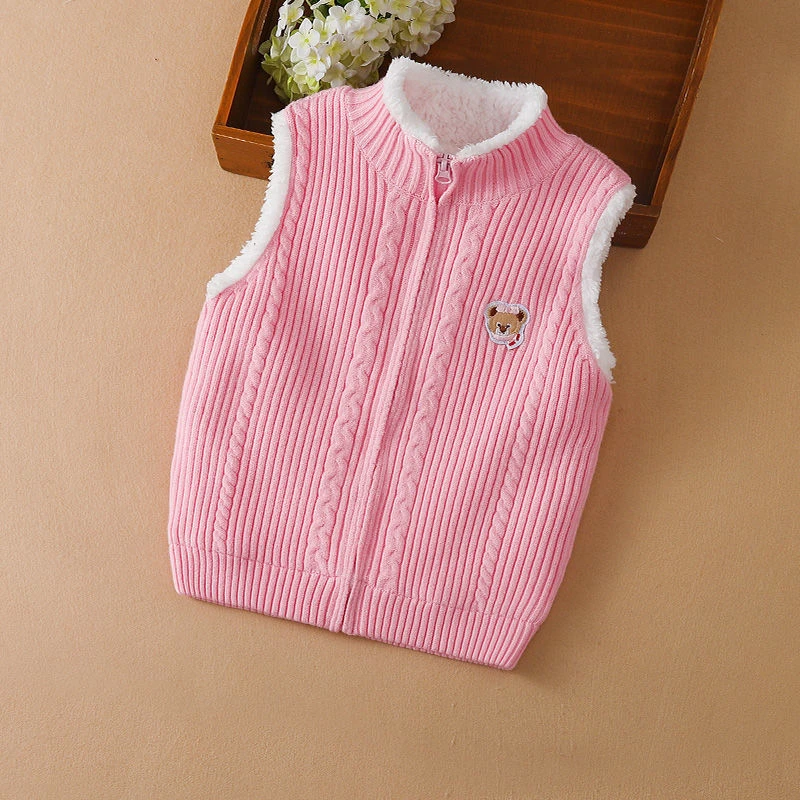 女童毛衣马甲儿童秋冬背心小女孩宝宝外穿加绒加厚坎肩针织衫马夹