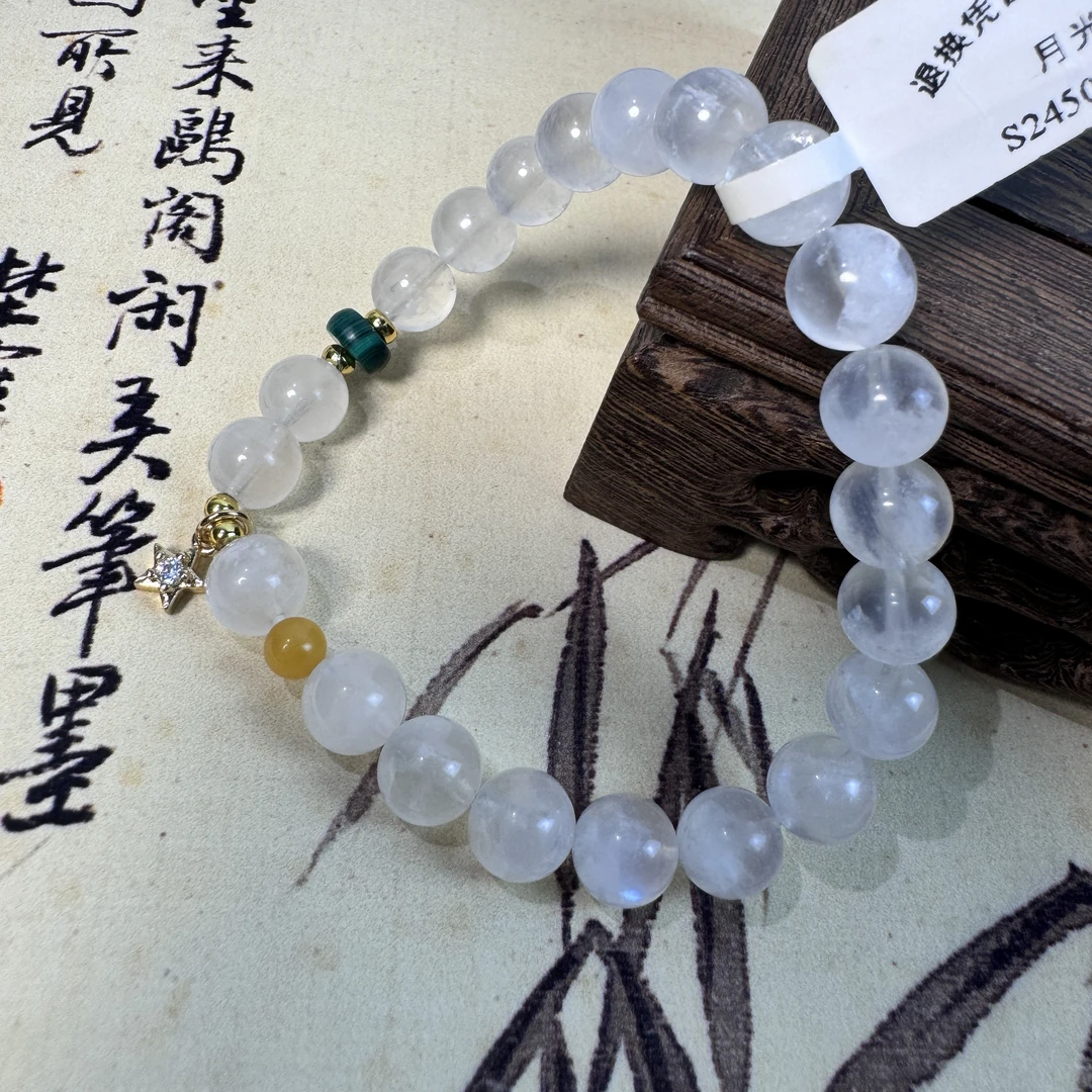 铂宁天然玉石月光石手串创意设计手链原创珠宝
