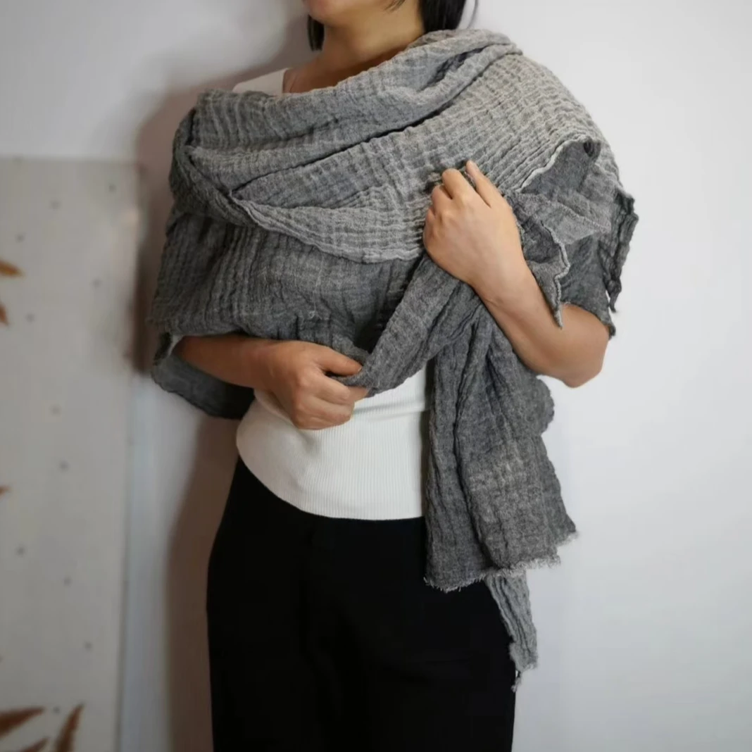 半舍与麻| 秋冬加厚亚麻围巾披肩男女时尚冬装外出百搭松弛高级感