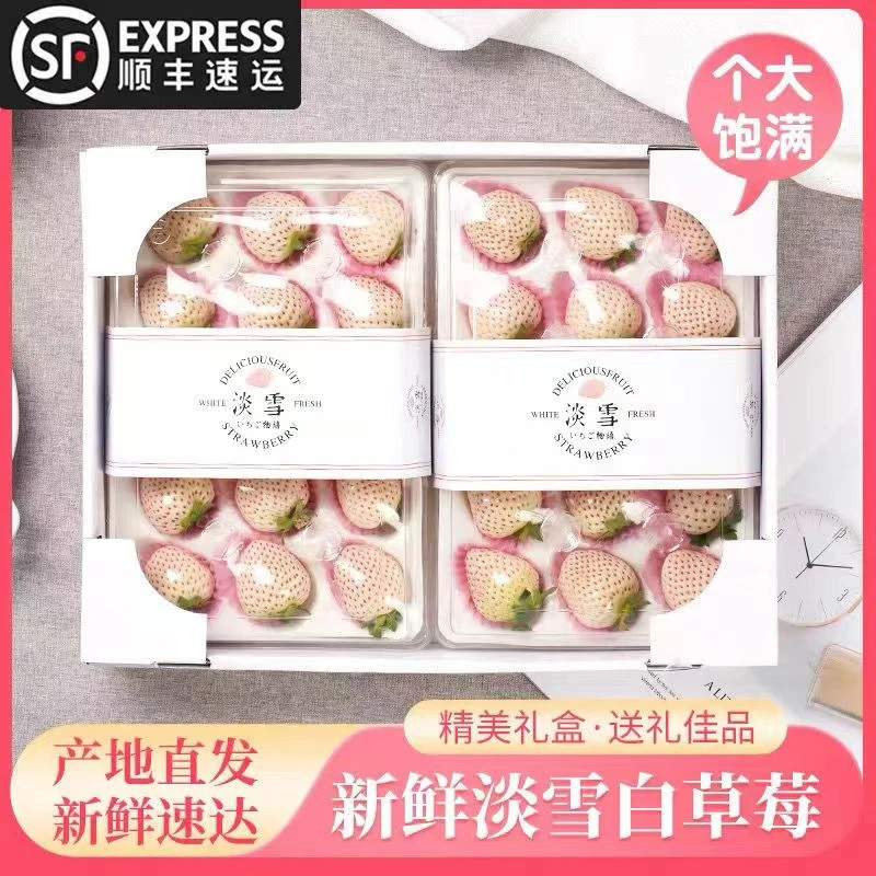 【女神礼物】现摘淡雪白草莓新鲜白色草莓白雪公主奶油草莓水果空运