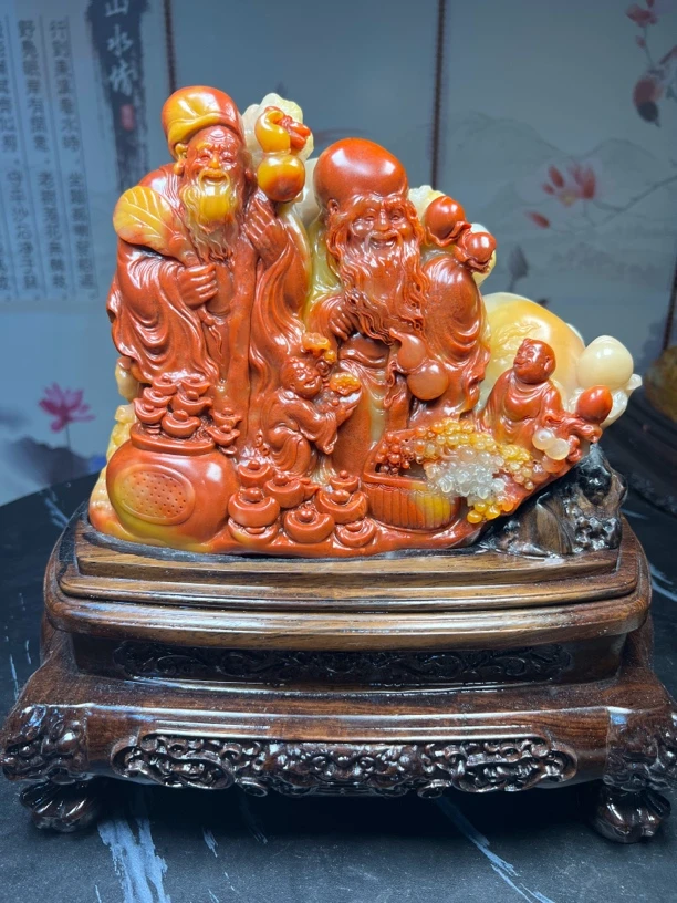 福建石雕 田黄石山水摆件人物作品