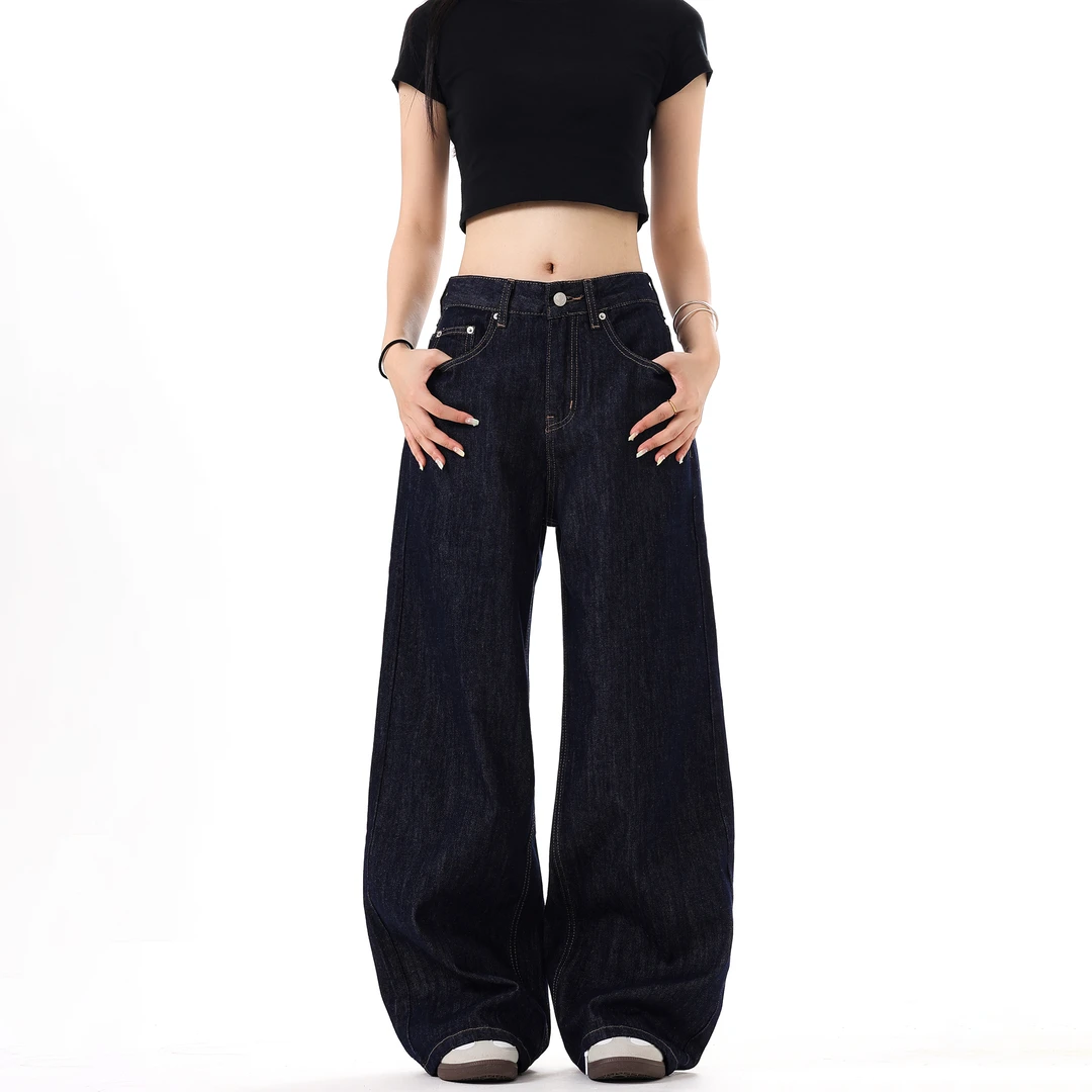 WILDPINE美式复古丹宁原色牛仔裤男女简约直筒宽松休闲阔腿长裤潮