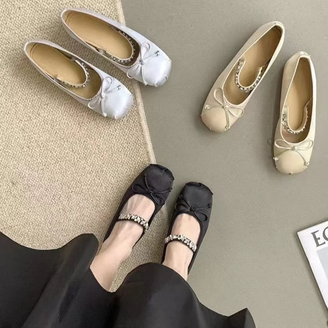 25年春夏新款（501-600）百搭晚风蝴蝶结浅口玛丽珍单鞋