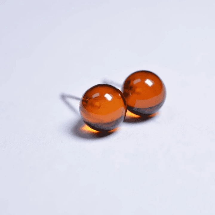 直播专享！天然珠宝7+缅甸琥珀耳钉耳环耳饰时尚百搭耳坠气质复古