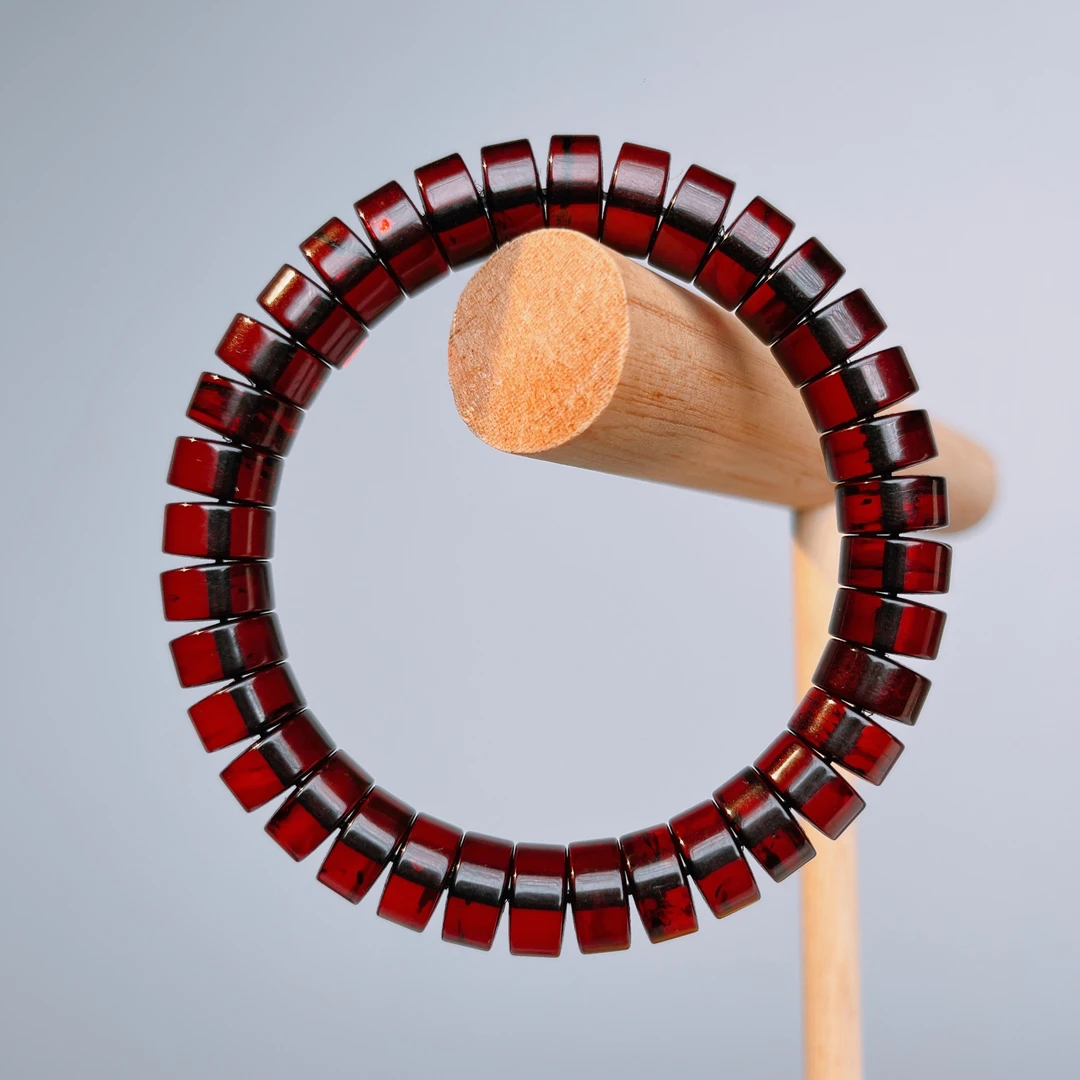 10+天然缅甸琥珀直切药片单圈手串珠珠精美时尚民族风经典