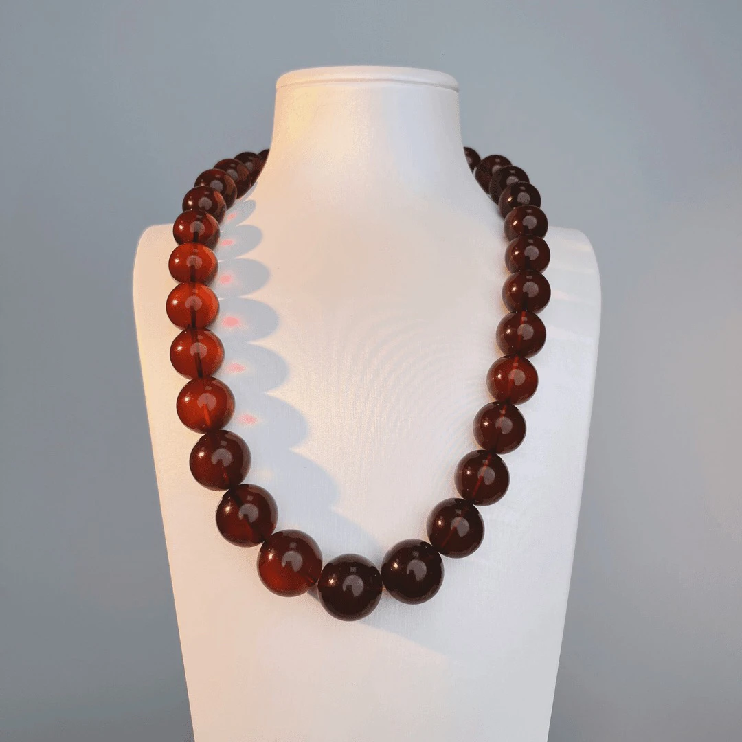 天然珠宝-15+19+缅甸血珀妈妈链项链塔链子珠珠精美时尚优雅50CM